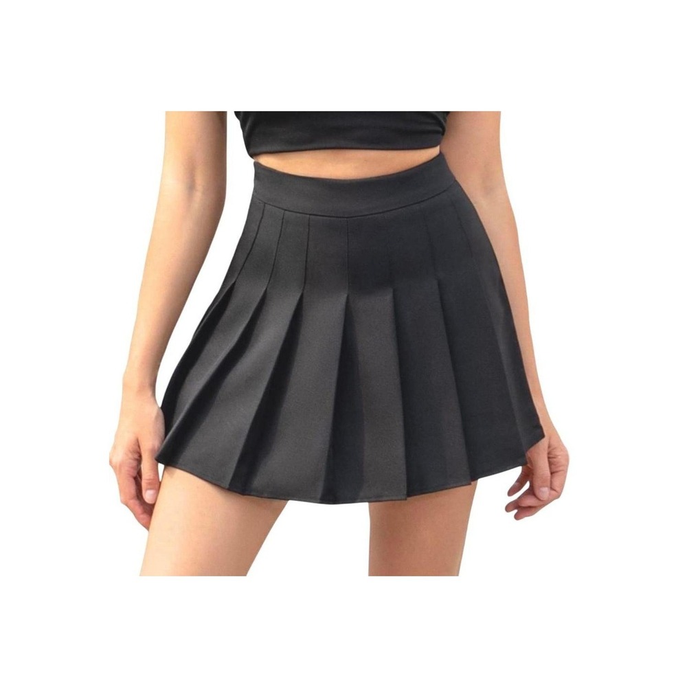Fashion New Quality Black Pleated Tennis Skort High Waisted Mini Skirt 2XL